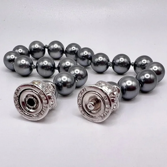 Vintage Nolan Miller Grey Beaded Snap Bracelet 7 5/8” - Picture 4 of 5